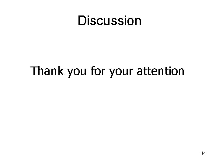 Discussion Thank you for your attention 14 