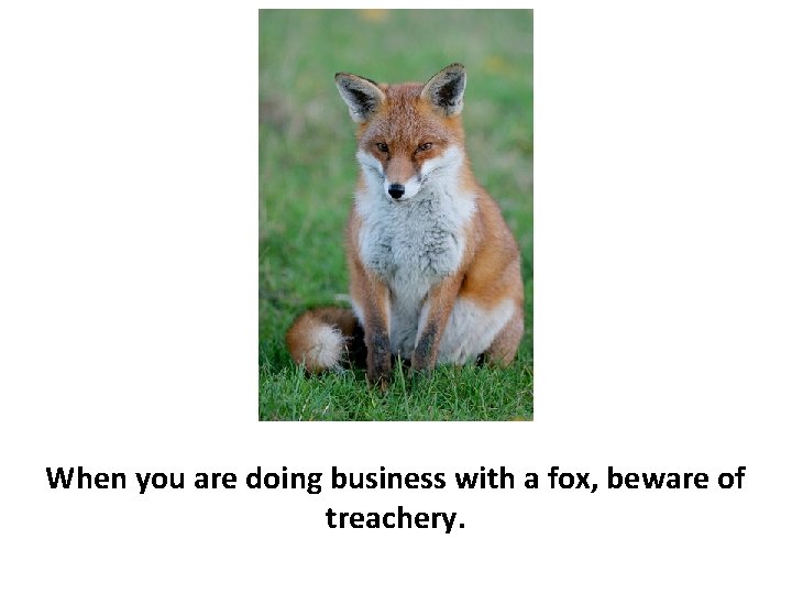 When you are doing business with a fox, beware of treachery. 