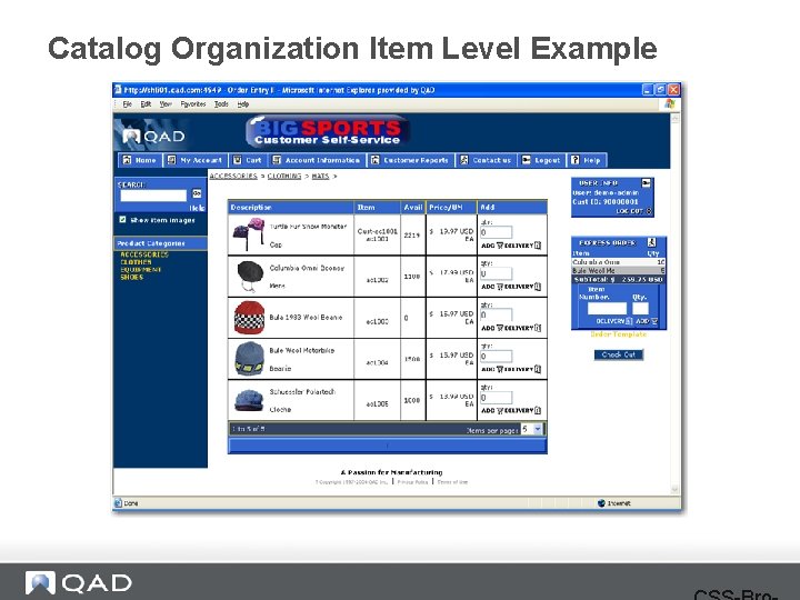 Catalog Organization Item Level Example 