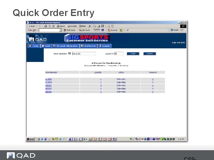 Quick Order Entry 