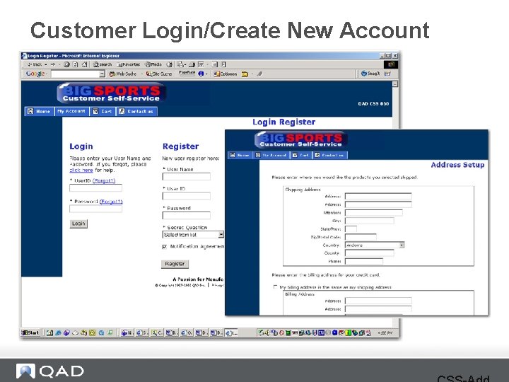 Customer Login/Create New Account 