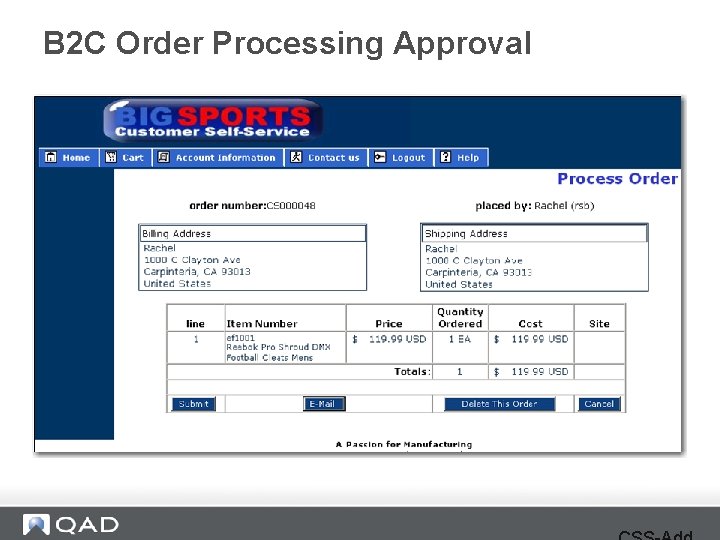 B 2 C Order Processing Approval 