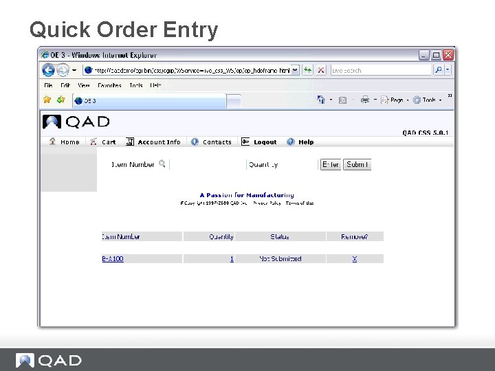 Quick Order Entry 