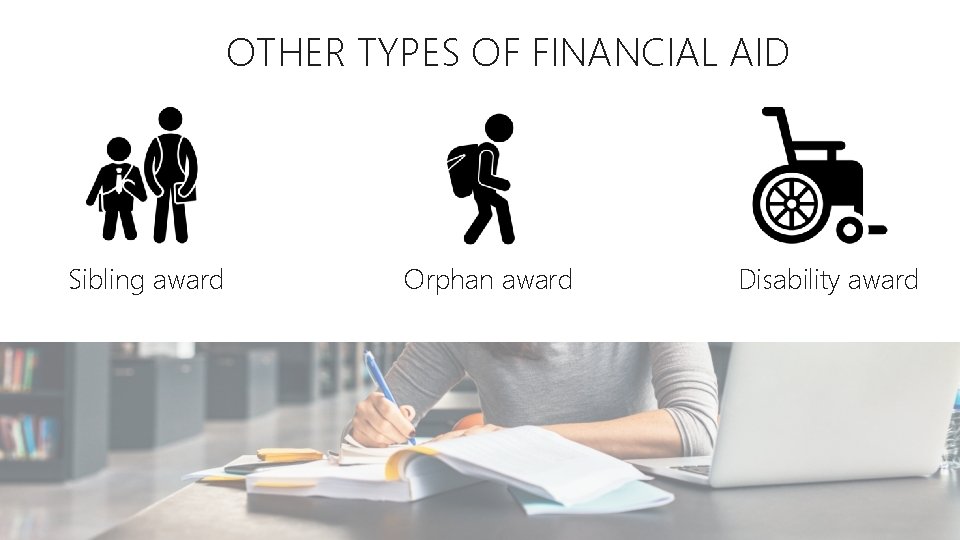 OTHER TYPES OF FINANCIAL AID Sibling award Orphan award Disability award 