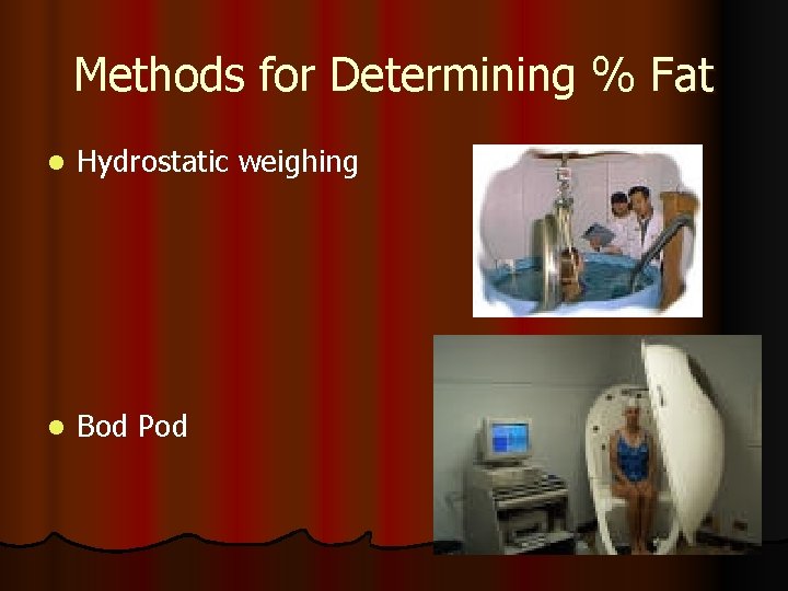 Methods for Determining % Fat l Hydrostatic weighing l Bod Pod 