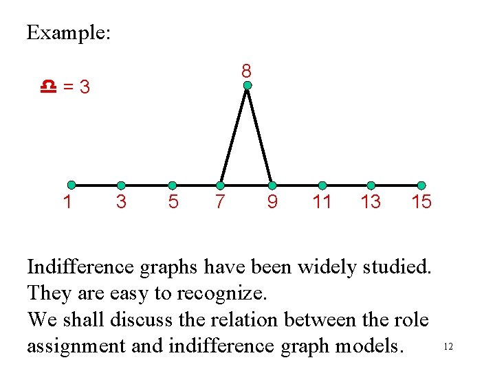 Example: 8 =3 1 3 5 7 9 11 13 15 Indifference graphs have