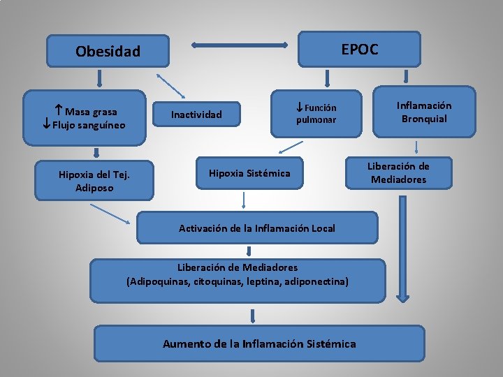 EPOC Obesidad Masa grasa Flujo sanguíneo Inactividad Hipoxia del Tej. Adiposo Función pulmonar Hipoxia