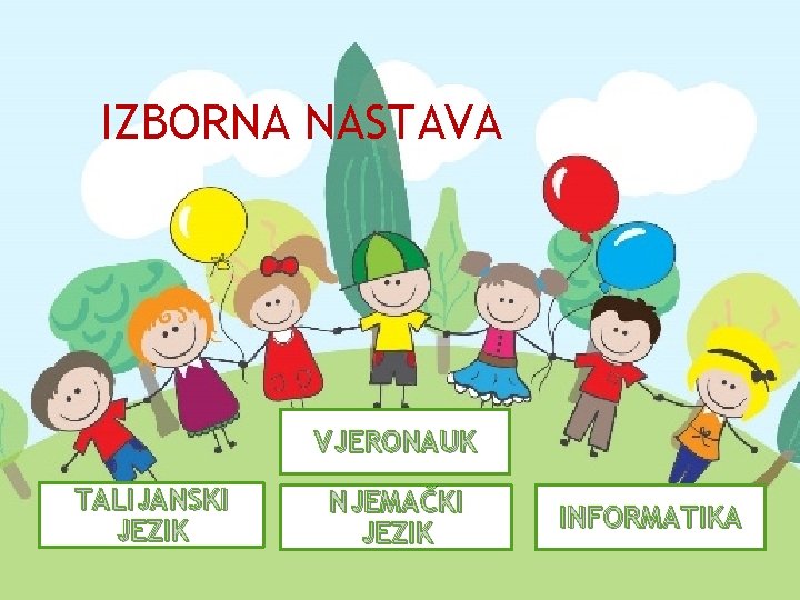 IZBORNA NASTAVA VJERONAUK TALIJANSKI JEZIK NJEMAČKI JEZIK INFORMATIKA 