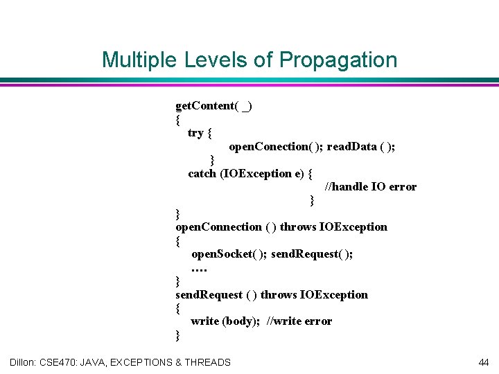 Multiple Levels of Propagation get. Content( _) { try { open. Conection( ); read.