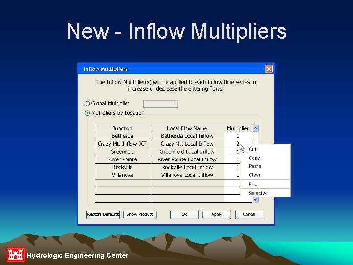 New - Inflow Multipliers Hydrologic Engineering Center 