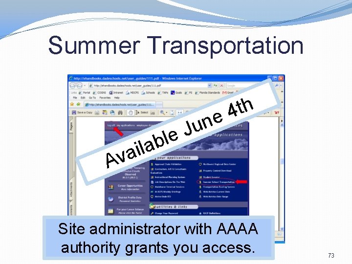 Summer Transportation A e l b a l i a v th 4 e