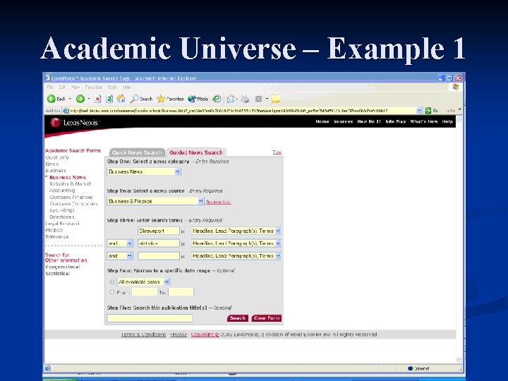 Academic Universe – Example 1 