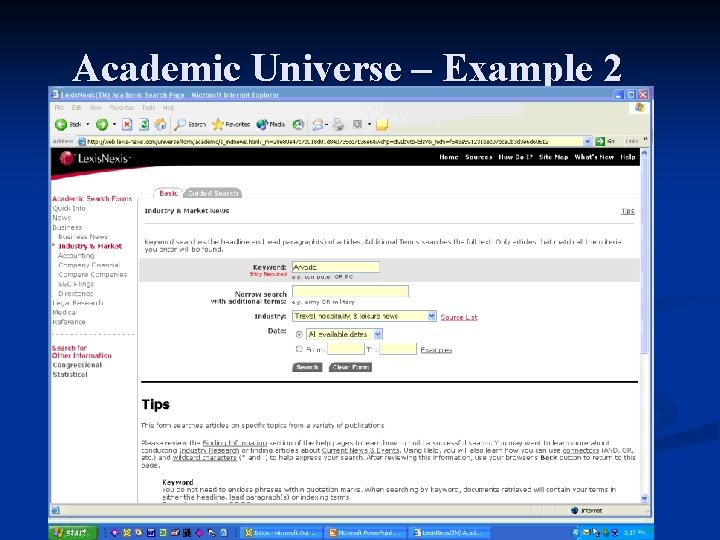 Academic Universe – Example 2 
