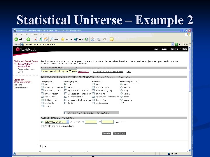 Statistical Universe – Example 2 