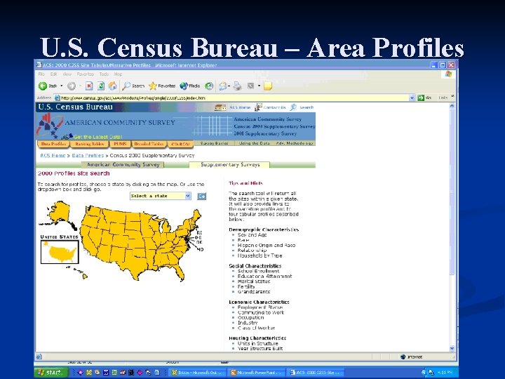 U. S. Census Bureau – Area Profiles 