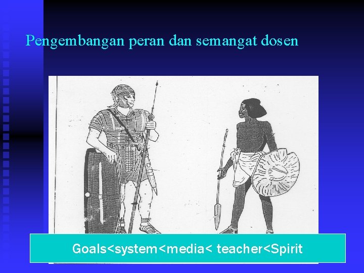 Pengembangan peran dan semangat dosen Goals<system<media< teacher<Spirit 