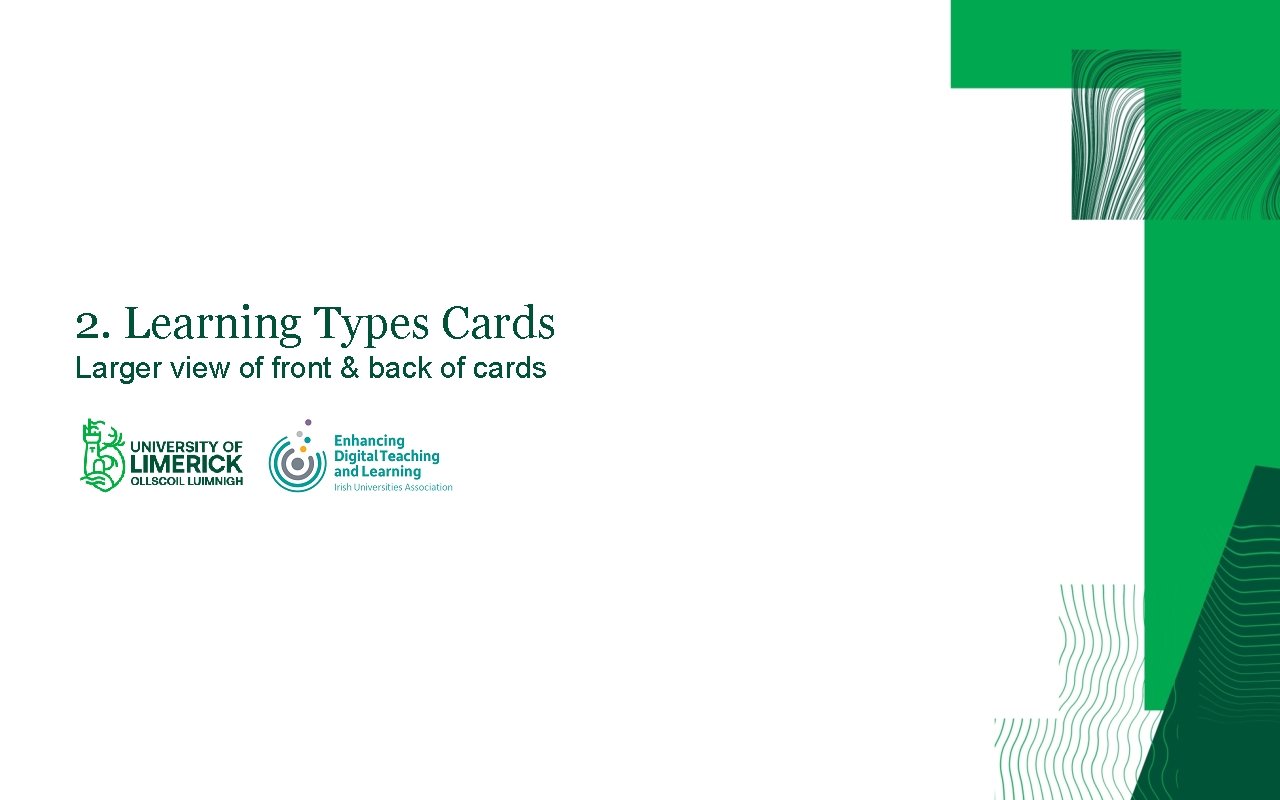 2. Learning Types Cards Larger view of front & back of cards 