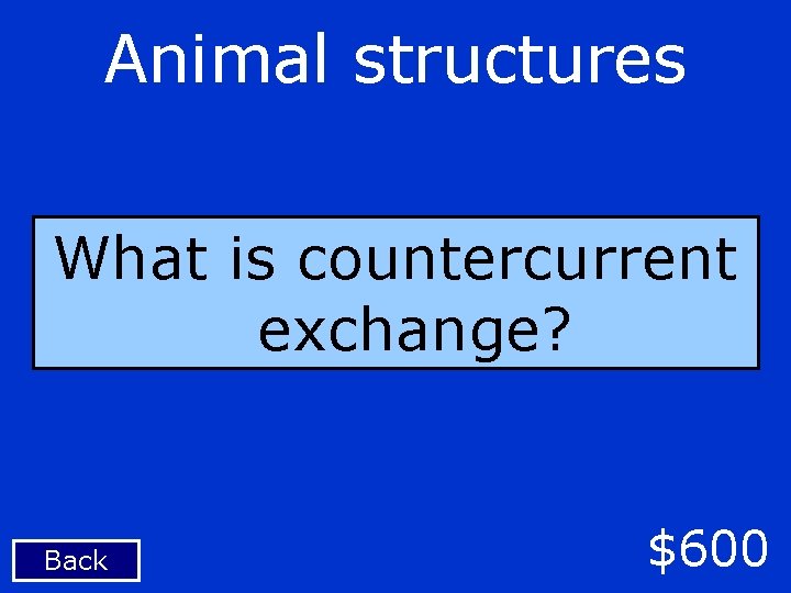 Animal structures What is countercurrent exchange? Back $600 