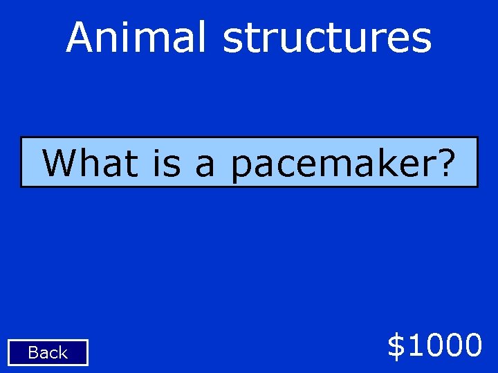 Animal structures What is a pacemaker? Back $1000 