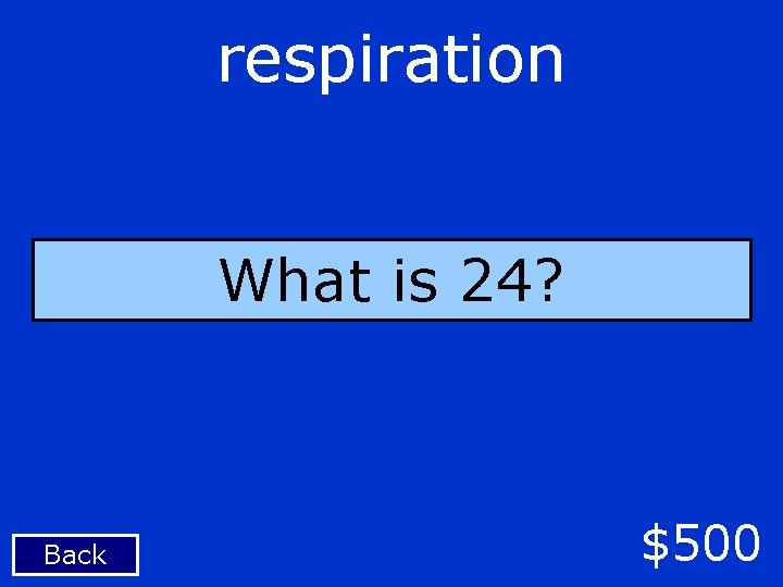 respiration What is 24? Back $500 