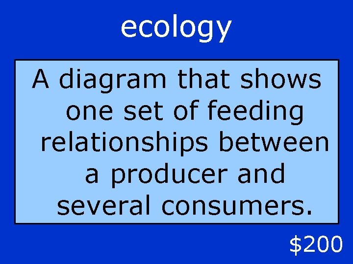 ecology A diagram that shows one set of feeding relationships between a producer and