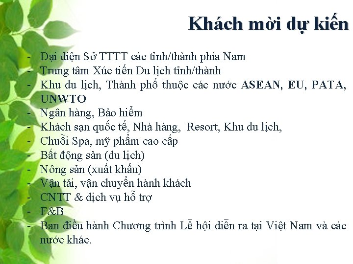 Khách mời dự kiến - Đại diện Sở TTTT các tỉnh/thành phía Nam -