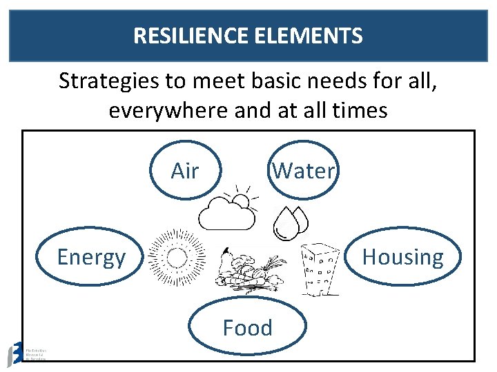 RESILIENCE ELEMENTS Strategies to meet basic needs for all, everywhere and at all times