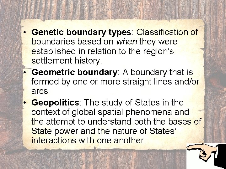  • Genetic boundary types: Classification of boundaries based on when they were established