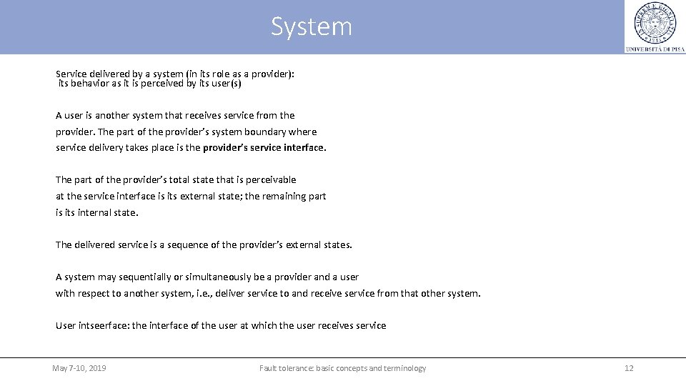 System Service delivered by a system (in its role as a provider): its behavior