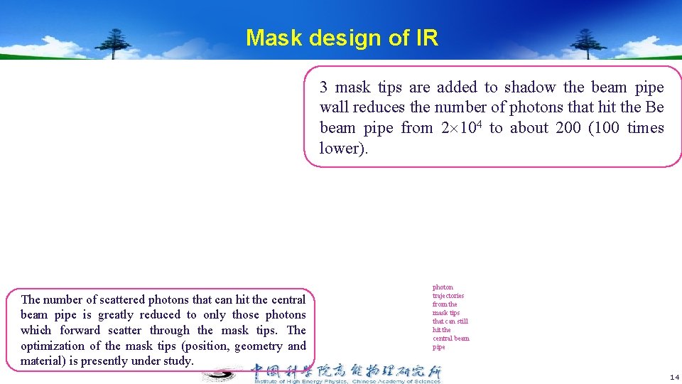 Mask design of IR 3 mask tips are added to shadow the beam pipe