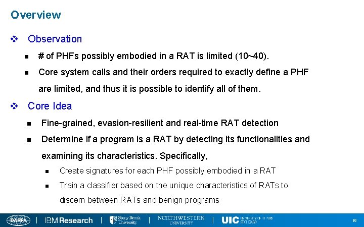 Overview v Observation n # of PHFs possibly embodied in a RAT is limited