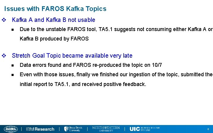 Issues with FAROS Kafka Topics v Kafka A and Kafka B not usable n