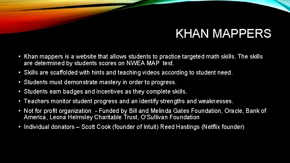 KHAN MAPPERS • Khan mappers is a website that allows students to practice targeted