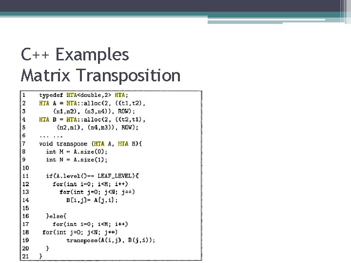 C++ Examples Matrix Transposition 