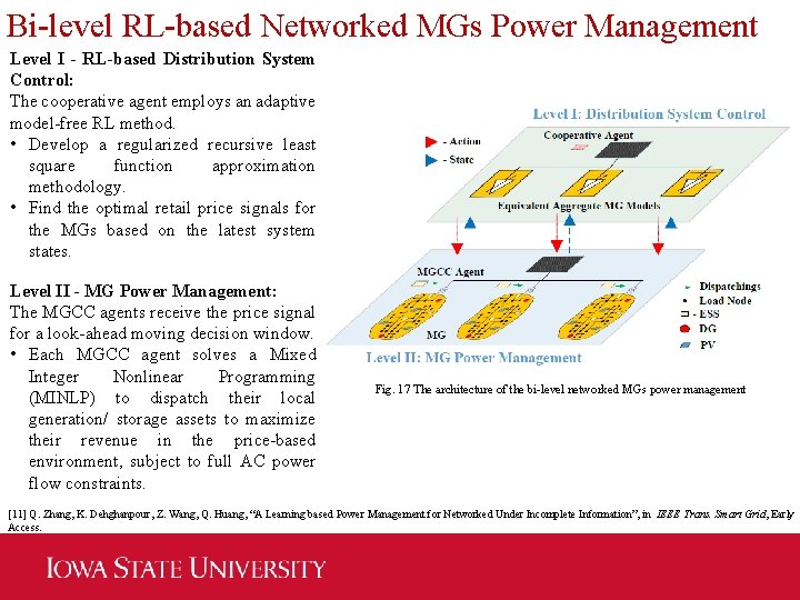 Bi-level RL-based Networked MGs Power Management Level I - RL-based Distribution System Control: The