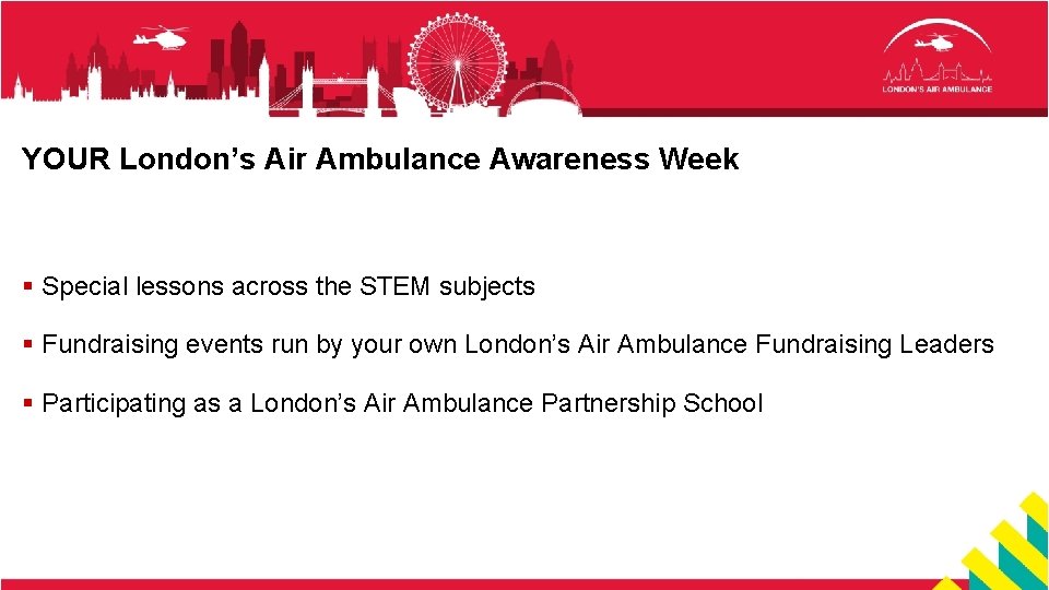 YOUR London’s Air Ambulance Awareness Week § Special lessons across the STEM subjects §