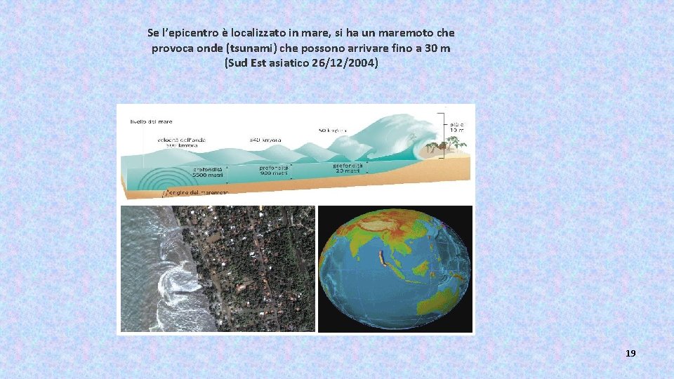 Se l’epicentro è localizzato in mare, si ha un maremoto che provoca onde (tsunami)