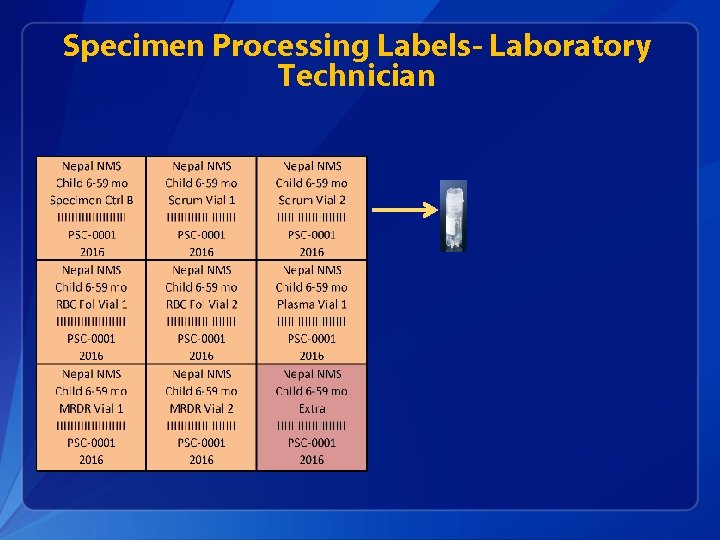 Specimen Processing Labels- Laboratory Technician 