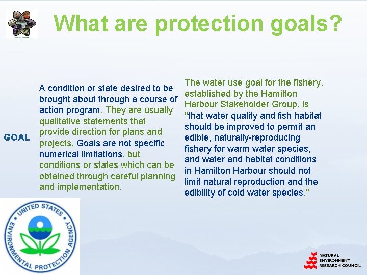 What are protection goals? A condition or state desired to be brought about through