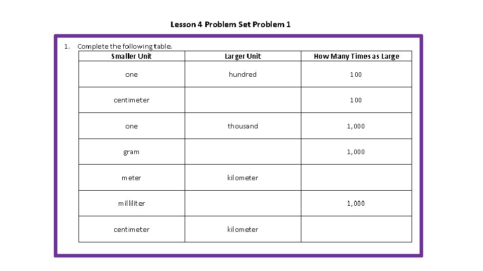 Lesson 4 Problem Set Problem 1 
