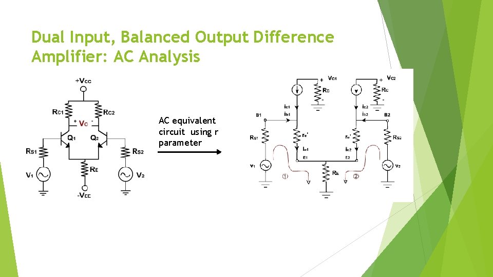 Dual Input, Balanced Output Difference Amplifier: AC Analysis AC equivalent circuit using r parameter