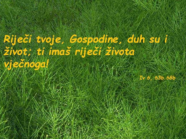 Riječi tvoje, Gospodine, duh su i život; ti imaš riječi života vječnoga! Iv 6, Riječi tvoje, Gospodine, duh su i život; ti imaš riječi života vječnoga! Iv 6,