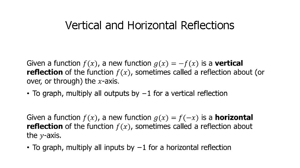 Vertical and Horizontal Reflections • 