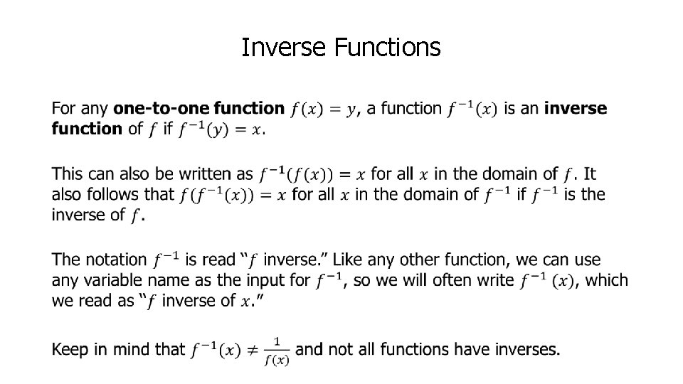Inverse Functions • 