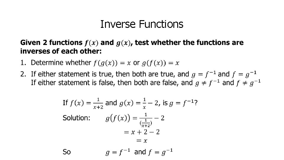 Inverse Functions • 