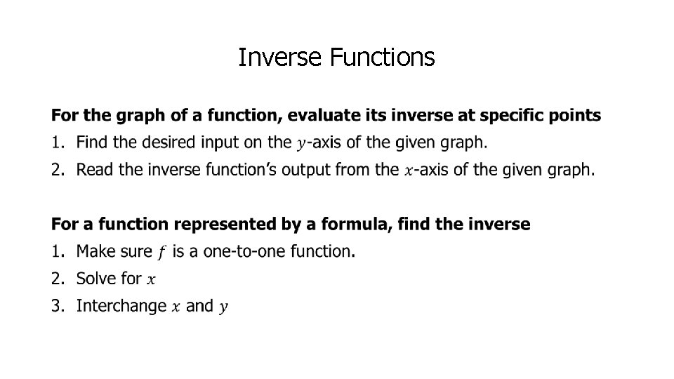 Inverse Functions • 