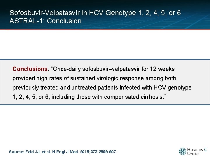 Sofosbuvir-Velpatasvir in HCV Genotype 1, 2, 4, 5, or 6 ASTRAL-1: Conclusions: “Once-daily sofosbuvir–velpatasvir