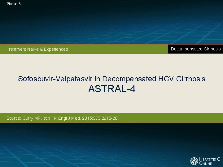 Phase 3 Decompensated Cirrhosis Treatment Naïve & Experienced Sofosbuvir-Velpatasvir in Decompensated HCV Cirrhosis ASTRAL-4