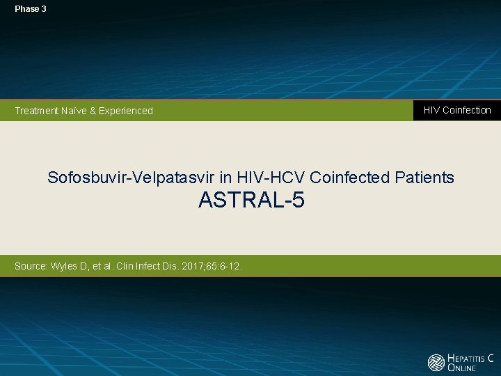 Phase 3 HIV Coinfection Treatment Naïve & Experienced Sofosbuvir-Velpatasvir in HIV-HCV Coinfected Patients ASTRAL-5