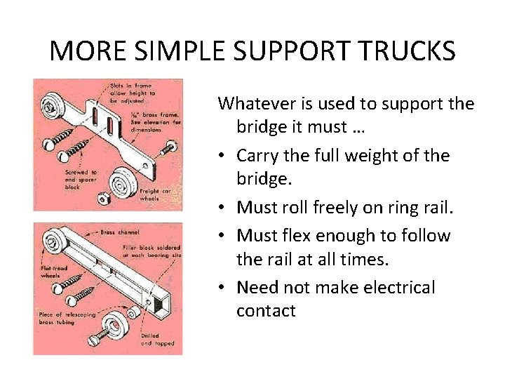 MORE SIMPLE SUPPORT TRUCKS Whatever is used to support the bridge it must …